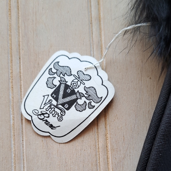 Vitro Genuine Rabbit Fur Cuff Black Leather Gloves Luxury Classic Stretchable - Picture 2 of 11